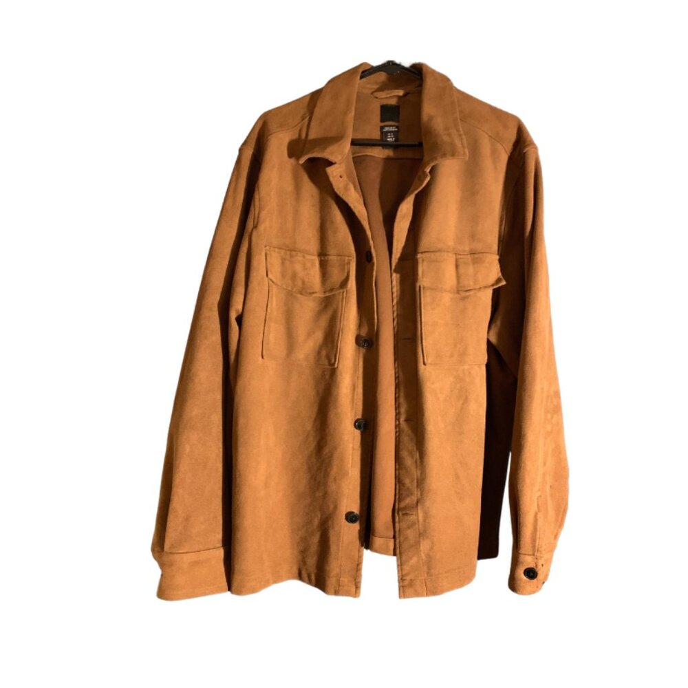 H&M Soft faux suede shacket Shirt Jacket Mens XL Brown